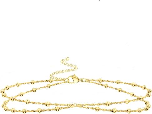 Zolure 2PCS سلسلة الجسم للنساء مطلية بالذهب الخصر الخرز سلسلة الكوبية الطبقات الجسم سلاسل قابل للتعديل مثير بيكيني الشاطئ الجسم مجوهرات التألق سلسلة بسيطة الجسم سلسلة الصيف المجوهرات in Kuwait