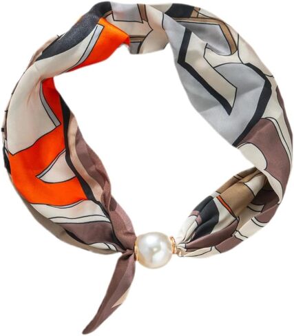 Red Silk Scarf Choker Necklace with Charm Red Neck Square Scarf with Pearl Pendant Vintage Elegant Simple Everyday Jewelry Gift for Women in Saudi Arabia