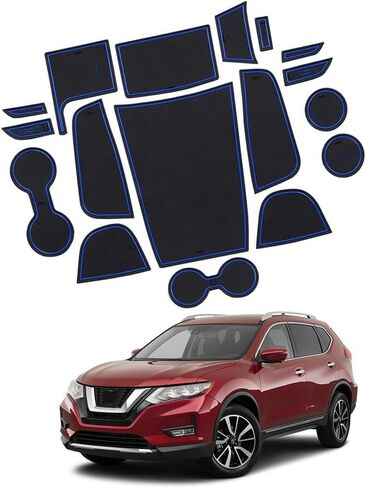 XITER for Nissan Rogue 2021 2022 2023 2024 2025 2026 Car Accessories Cushion Non-Slip Gate Slot Pad Cup Mat Car Interior Door Slot Pad Automotive Decoration 17pcs/Set(RED) in Saudi Arabia