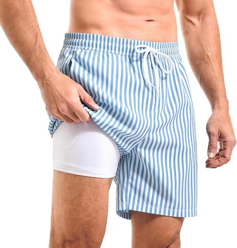 CADITEX Mens Swim Trunks 2 in 1 with Compression Liner 7 Inch with Pockets Board Shorts in Saudi Arabia
