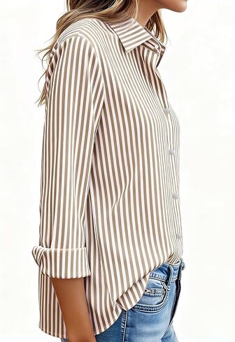 CBOO Women's Stain-Resistant Shirts Wrinkle Free & Non Iron Long Sleeve Button Down Blouse Office Tops in Saudi Arabia