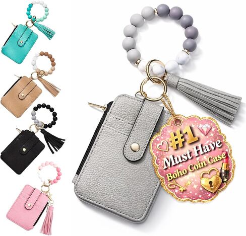 KASAK Wristlet Wallet for Women Small Black Wallets with Keychain Boho Beaded Tassel Wallet for Credit Card Wristlet Purse in Saudi Arabia