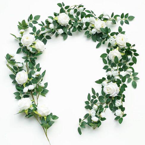 6FT Bendable Flower Garland,Hanging Floral Garland Valentines Day Decorations Rose Vine for Weding Home Room Wall Decor (Pink, 2pcs) in Saudi Arabia