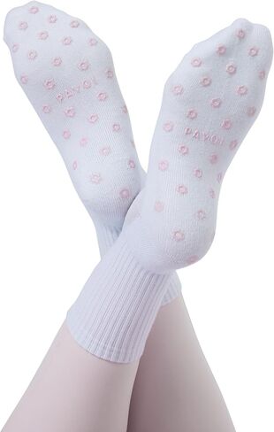 PAVOI ACTIVE Pilates Socks with Grips for Women - One Size Non Slip Quarter-Crew Grip Socks for Yoga, Barre - Bamboo Blend in Saudi Arabia
