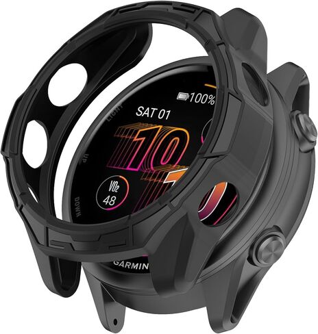 متوافق مع حافظة الحماية Garmin Forerunner 965، غطاء حماية ناعم مضاد للخدش من مادة TPU لتغطية ملحقات الساعة الذكية لحافظة ساعة Garmin Forerunner 965 - أسود in Kuwait