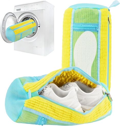 Shoe Washing Machine Bags 2-Pack, Laundry Shoe Bags with Insole Pocket, Reusable Shoe Cleaning Bags for Washer and Dryer, Protective & 360° Deep Clean for Sneakers and Tennis Shoes（Yellow） in Saudi Arabia