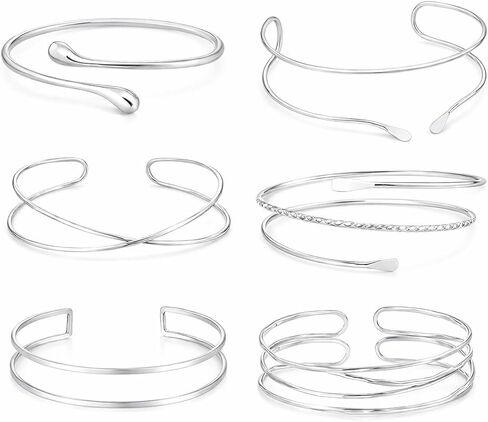 Arm Cuff Gold Bracelet Upper Arm Jewelry for Women Silver Bangle Adjustable Armcuff Armband 6 Pieces Set in Saudi Arabia