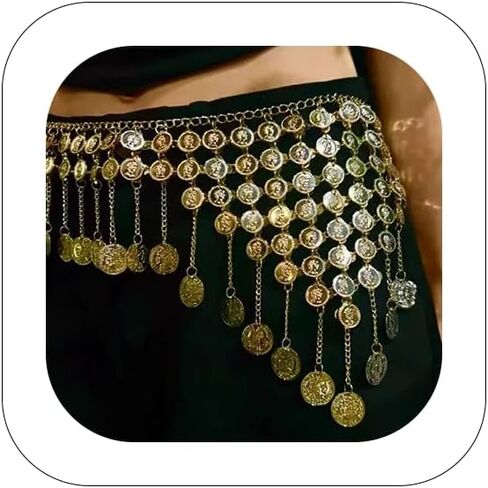 القراصنة الخصر سلسلة 14K الذهب حزام على شكل سلسلة للنساء القراصنة اكسسوارات النهضة مجوهرات عملة الخصر سلسلة البطن الجسم سلاسل الموضة in Kuwait