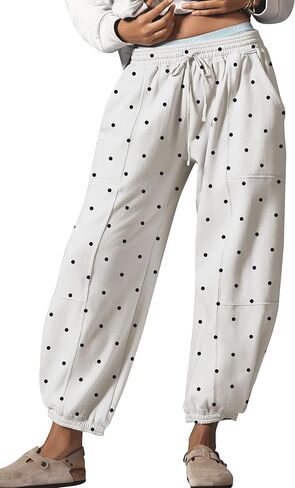 Barrel Sweatpants Women Baggy Leopard Pants Casual Fall Lounge Cheetah Print Pants Trousers with Pockets in Saudi Arabia