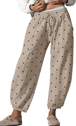 Barrel Sweatpants Women Baggy Leopard Pants Casual Fall Lounge Cheetah Print Pants Trousers with Pockets in Saudi Arabia