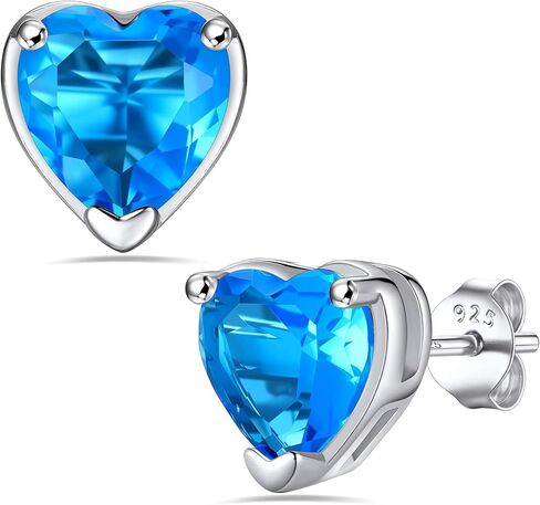 Bestyle 925 الفضة الاسترليني 2CT جوهرة الميلاد أقراط للنساء، هيبوالرجينيك القلب / جولة / مربع أقراط زركونيا مكعب لذيذ مجوهرات هدايا لعيد الميلاد، عيد الميلاد، عيد الحب in Saudi Arabia