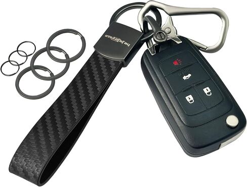 Leather Car Keychain with Key Chain Clip, 6 Key Rings D Ring, Carbon Fiber Strap Key Fob Keychain for Men Women in Saudi Arabia