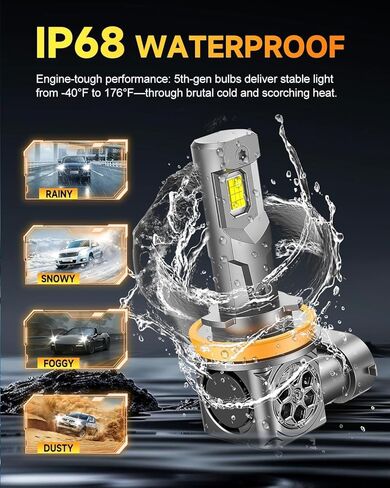 مجموعة مصابيح الضباب Ursprung 9005 9006، 60000LM 900% سطوع فائق 1:1 حجم صغير مع مروحة تبريد، التوصيل والتشغيل حقًا، الكل في واحد، عبوة من 4 قطع in Kuwait