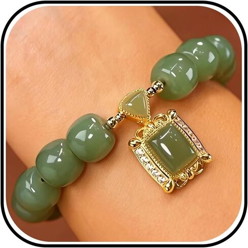 Jade Bracelet for Women Good Luck Charm Money Bracelet Wealth Natural Stone Green Beaded Jade Bangle Blessing Charm Red Jewelry Friendship Birthday Gifts in Saudi Arabia