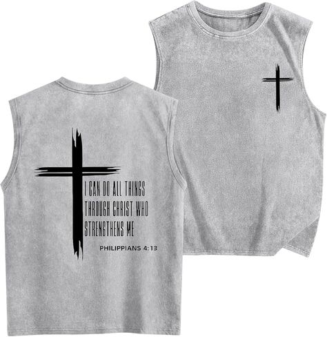 Fkatuzi Boys Christian Graphic Tank Tops God Jesus Shirts for Kids Cross Faith Religious Cotton Acid Wash Sleevesless Tshirt in Kuwait
