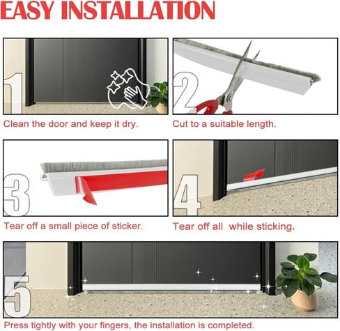 Door Sweep for Bottom of Door, Self-Adhesive Door Draft Stopper, Triangular Design Ensures Draft Stopper Straight and Durable, Stripping Seal for Dust, Noise, and Air Insulation, White, 39" in Saudi Arabia