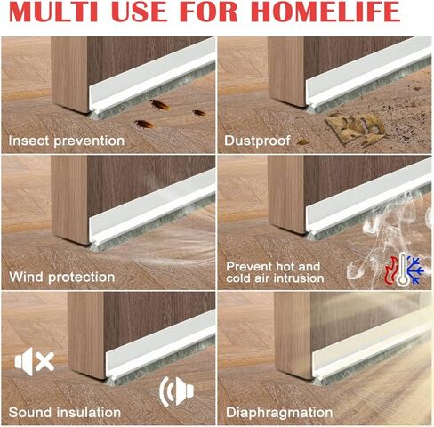 Door Sweep for Bottom of Door, Self-Adhesive Door Draft Stopper, Triangular Design Ensures Draft Stopper Straight and Durable, Stripping Seal for Dust, Noise, and Air Insulation, White, 39" in Saudi Arabia