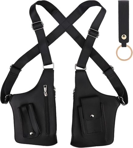 Double Shoulder Armpit Bag, Leather Hidden Underarm Strap Wallet Adjustable Anti Pickpocket Accessory with Dual Pouches for Men & Women in Saudi Arabia