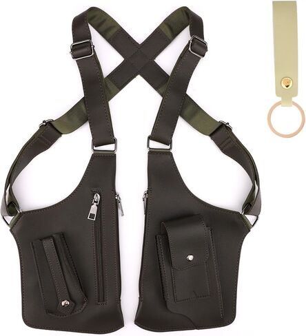 Double Shoulder Armpit Bag, Leather Hidden Underarm Strap Wallet Adjustable Anti Pickpocket Accessory with Dual Pouches for Men & Women in Saudi Arabia