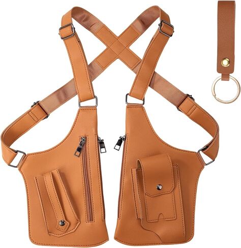 Double Shoulder Armpit Bag, Leather Hidden Underarm Strap Wallet Adjustable Anti Pickpocket Accessory with Dual Pouches for Men & Women in Saudi Arabia