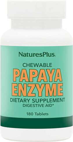 Natures Plus Papaya Enzyme - 6 mg Papain - All Natural Digestive Aid Supplement, Contains Amylase & Protease - 180 Chewable Tablets (180 Servings) in Saudi Arabia