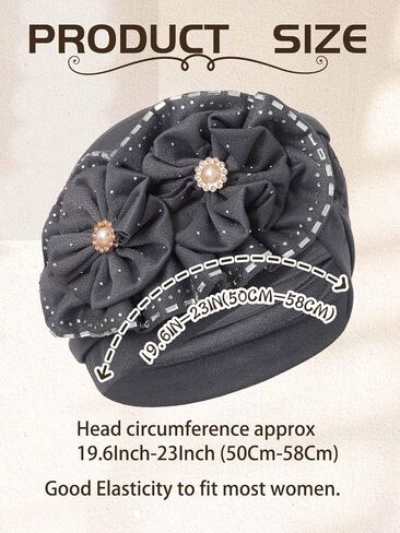 Woeoe Women Auto Gele Headwraps Gold Flower African Turban Pre Tied Beanie Caps Headwear in Saudi Arabia