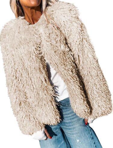 Aoang Women's 2026 Winter Coats Fleece Cropped Jacket Faux Fur Long Sleeve Shaggy Warm Outerwear Fall Clothes in Saudi Arabia