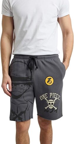 Bioworld One Piece Luffy & Logo Men’s Gray Sleep Pajama Shorts in Saudi Arabia