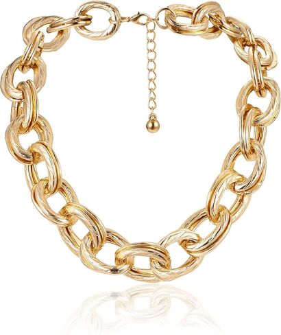Magitaco Chunky Choker Necklace for Women, Cuban Link Chain Thick Statement Necklace, Big Double O Link Necklaces Women's Trendy Jewelry for Ladies in Saudi Arabia