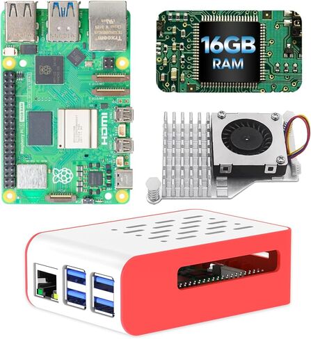kit for Raspberry Pi 5 4GB RAM with Red&White Case and Active Cooler in Saudi Arabia