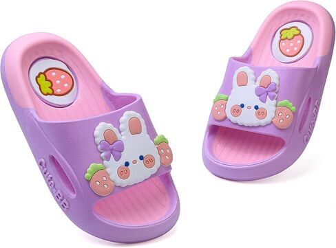 Kids Slides for Girls Boys - Toddler Bunny Slippers Quick Drying Shower Shoes Non-Slip Pool Sandals Shower Flip Flops in Saudi Arabia