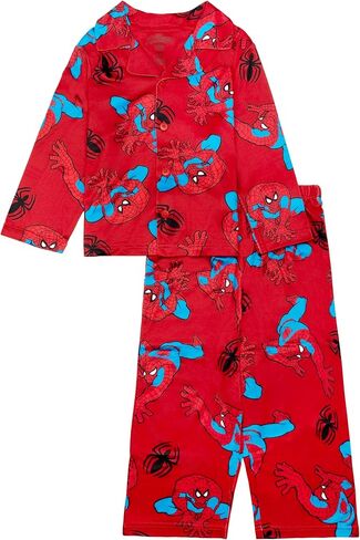 Spiderman Classic Boys' 2-Piece Loose-fit Button Down Matching Pajama Set, Soft & Cute for Kids in Saudi Arabia
