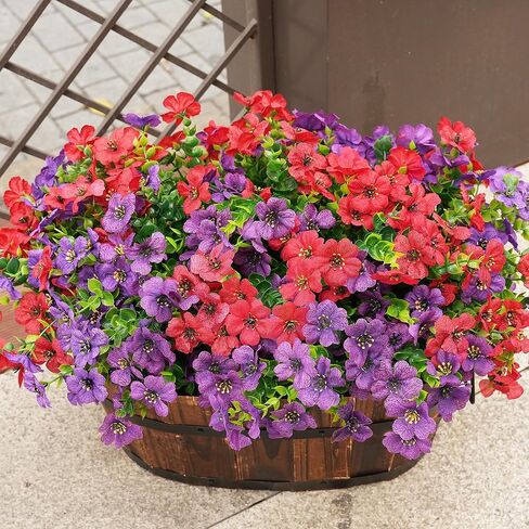 Artificial Flowers for Outdoor Fake Plants for Spring Decoration,Faux Eucalyptus Flowers for Planter UV Resistant Lifelike for Home Porch Garden (6 Color) in Saudi Arabia