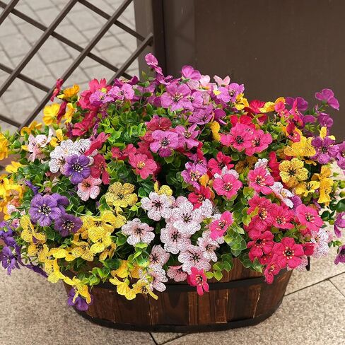Artificial Flowers for Outdoor Fake Plants for Spring Decoration,Faux Eucalyptus Flowers for Planter UV Resistant Lifelike for Home Porch Garden (6 Color) in Saudi Arabia