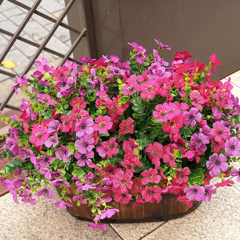 Artificial Flowers for Outdoor Fake Plants for Spring Decoration,Faux Eucalyptus Flowers for Planter UV Resistant Lifelike for Home Porch Garden (6 Color) in Saudi Arabia