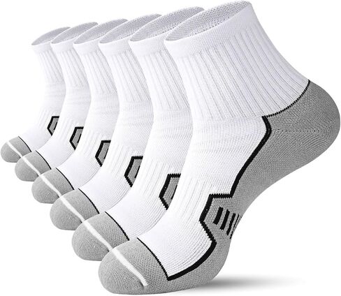 Mens Cushioned Ankle Running Socks, Moisture Wicking Athletic Quarter Hiking Socks for Work Gym Sports 6 Pairs in Saudi Arabia