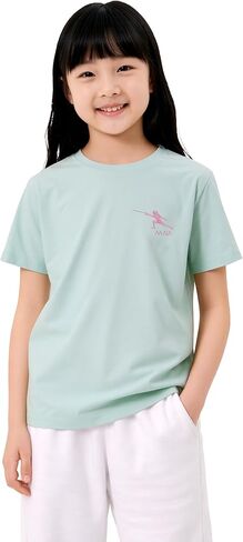 تي شيرت مطرز بالمبارزة للفتيات من KlothoMAIA - تي شيرت أخضر مع خياطة المبارزة الصغيرة باللون الوردي in Kuwait