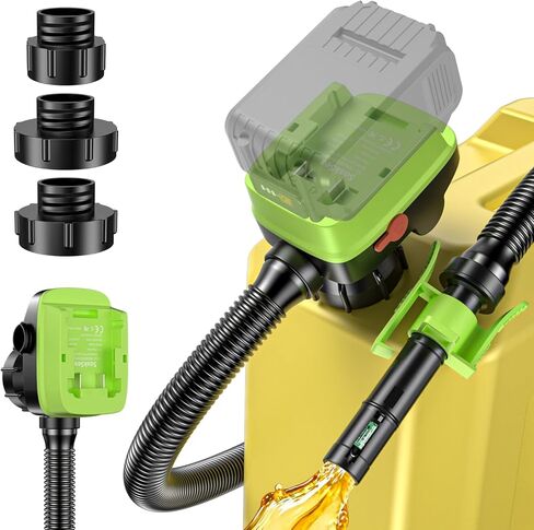 Fuel Transfer Pump with Auto Stop Sensor(3.2 GPM) Compatible with DeWalt DCB20 & Milwaukee M18 Batteries(Not Included), Portable Fuel Pump, 41" Hose Gas Can Pump for Diesel, Gasoline, 3 Tank Adapters in Saudi Arabia