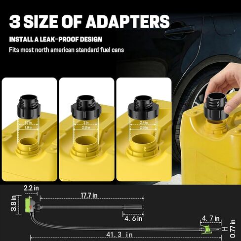 Fuel Transfer Pump with Auto Stop Sensor(3.2 GPM) Compatible with DeWalt DCB20 & Milwaukee M18 Batteries(Not Included), Portable Fuel Pump, 41" Hose Gas Can Pump for Diesel, Gasoline, 3 Tank Adapters in Saudi Arabia