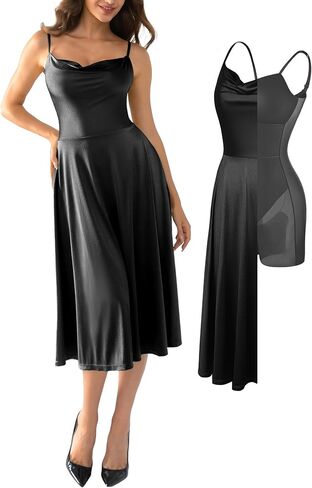 Popilush Corset Dress All in One Shapewear A-Line Midi Dresses for Women with Built in Bra Tummy Control Tea Party Evening in Saudi Arabia
