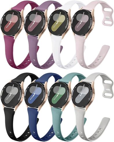 8 حزم من الأشرطة الرفيعة المتوافقة مع ساعة Samsung Galaxy Watch 7 6 5 4 40 مم 44 مم، Active 2 40 مم 44 مم، Galaxy Watch FE، Galaxy Watch 4/6 Classic، Galaxy Watch 5 Pro، 20 مم أشرطة سيليكون ناعمة للرجال والنساء in Saudi Arabia