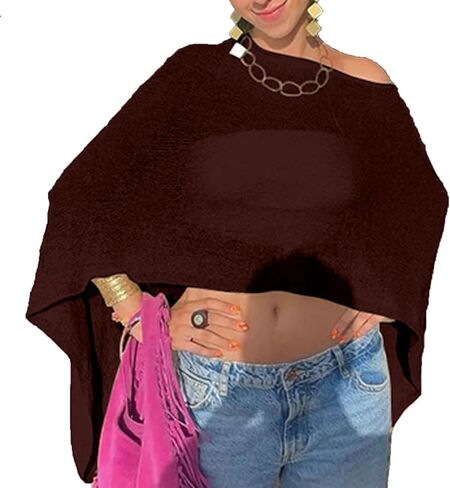 Womens Sheer Poncho Shrug Bolero Lightweight Shrug Pullover Sweater Tops Summer Cover Up Beach Top in Saudi Arabia