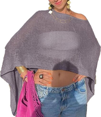 Womens Sheer Poncho Shrug Bolero Lightweight Shrug Pullover Sweater Tops Summer Cover Up Beach Top in Saudi Arabia