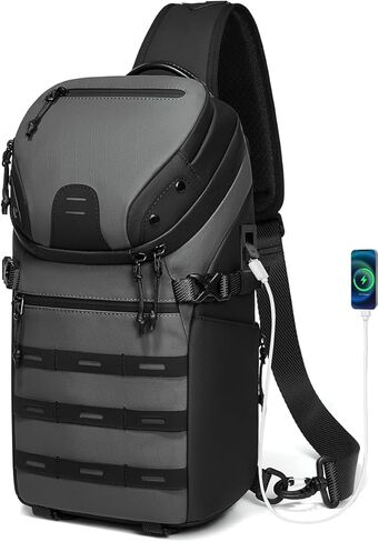 حقيبة ظهر Somago Sling مع منفذ شحن USB، حقيبة ظهر تكتيكية مقاومة للماء، حقيبة صدر كروس مع جيب مضاد للسرقة in Saudi Arabia