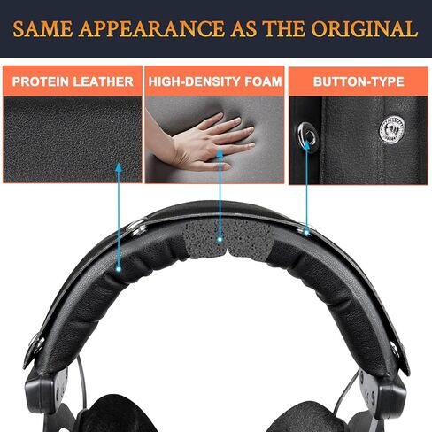 طقم وسادة رأس بديلة من SOULWIT لـ Beyerdynamic DT770/DT770M/DT770Pro/DT770 Pro HT/DT 790/DT797/DT880/DT880 Pro/DT880 Pro HT/DT990/DT990 Pro/HS200/HS400/MMX 300 (الجيل الثاني) - أسود in Saudi Arabia