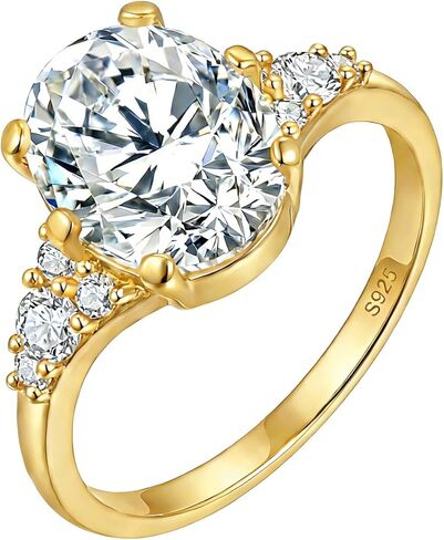 1CT/2CT3CT 14K مطلية بالذهب 925 الفضة الاسترليني خواتم الخطبة البيضاوي قطع مكعب زركونيا تشيكوسلوفاكيا خواتم وعد الزفاف لها العصابات الزفاف مذهلة للنساء حجم 5-9 in Kuwait