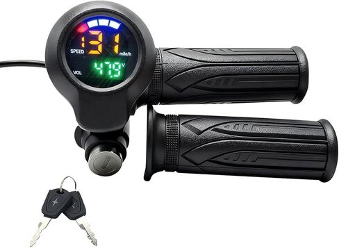 خنق Ebike مع شاشة LCD ملونة مستديرة السرعة / مستوى البطارية، تصميم مريح بقبضة مطاطية، بديل خنق نصف ملتوي للدراجات الإلكترونية 36 فولت - 72 فولت، والدراجات البخارية، ومجموعات الدراجات الآلية in Saudi Arabia