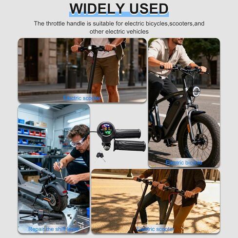خنق Ebike مع شاشة LCD ملونة مستديرة السرعة / مستوى البطارية، تصميم مريح بقبضة مطاطية، بديل خنق نصف ملتوي للدراجات الإلكترونية 36 فولت - 72 فولت، والدراجات البخارية، ومجموعات الدراجات الآلية in Saudi Arabia