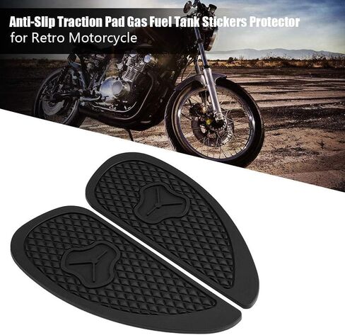 Traction Pad, Motorcycle Knee Pads, 2Pcs Anti Slip Traction Pad Gas Fuel Stickers Protector for Retro Motorcycle (Black) in Saudi Arabia