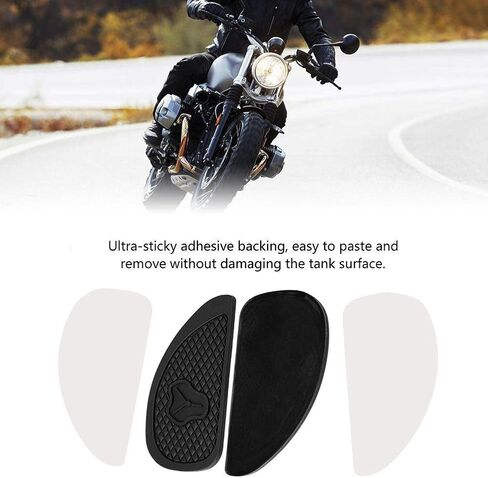 Traction Pad, Motorcycle Knee Pads, 2Pcs Anti Slip Traction Pad Gas Fuel Stickers Protector for Retro Motorcycle (Black) in Saudi Arabia